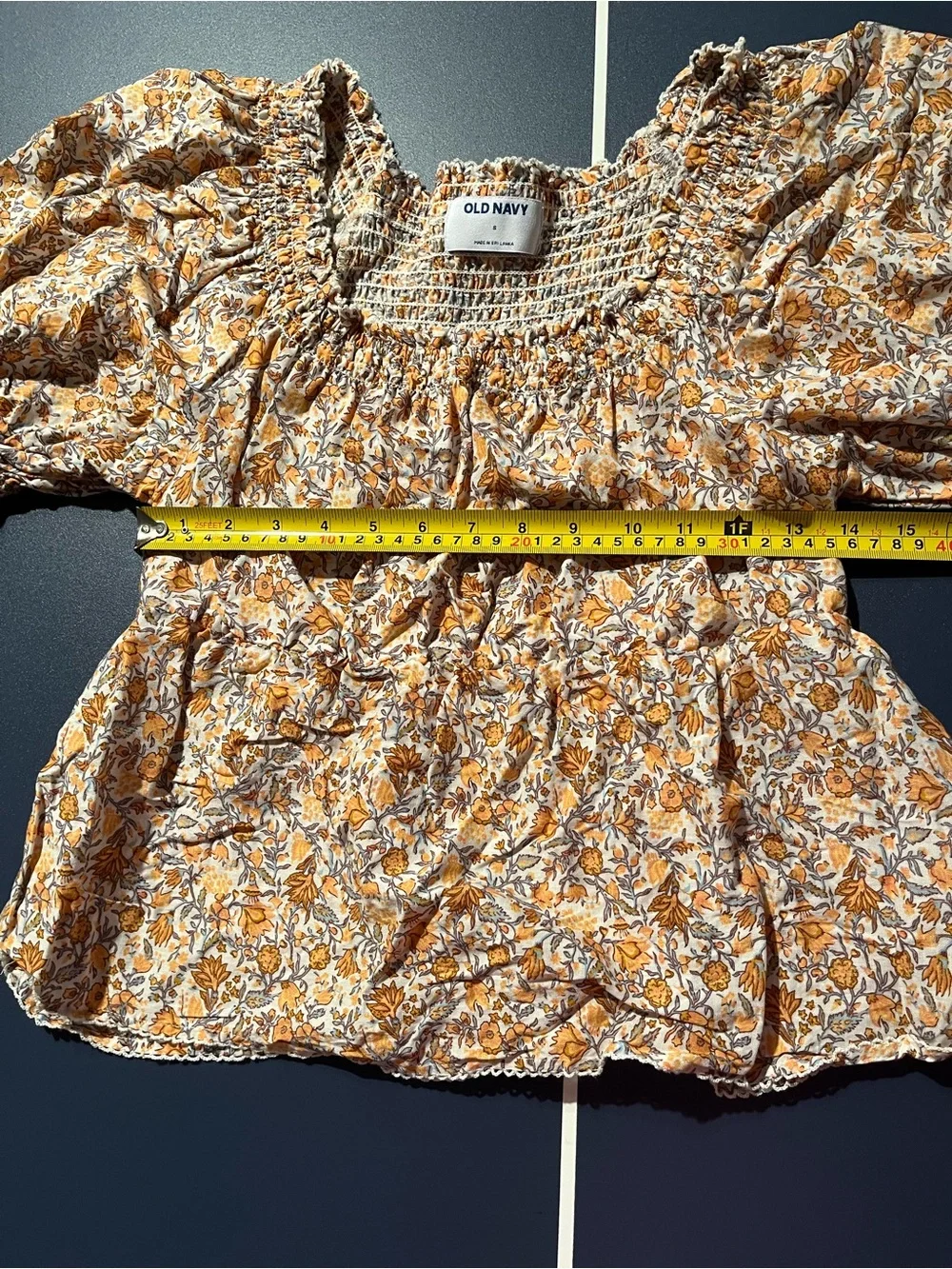 Old Navy Yellow Floral Smocked Puff-Sleeve Blouse